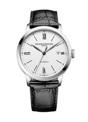 Baume & Mercier Classima 10874 - cassa acciaio - cinturino pelle nero - quadrante bianco con datario
